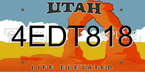 4EDT818 Utah License Plate
