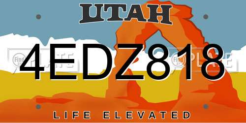 4EDZ818 Utah License Plate