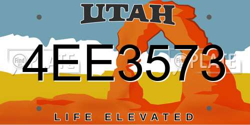 4EE3573 Utah License Plate