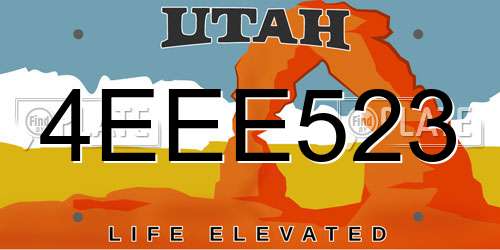 4EEE523 Utah License Plate