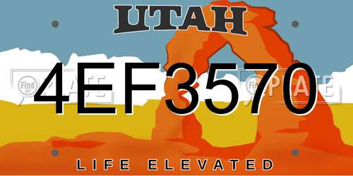 4EF3570 Utah License Plate