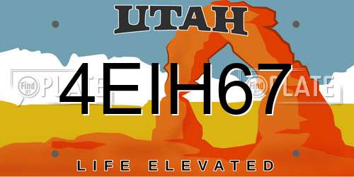 4EIH67 Utah License Plate