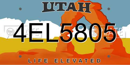 4EL5805 Utah License Plate