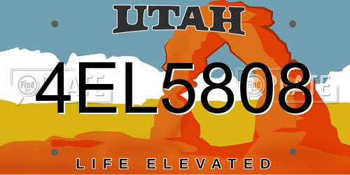 4EL5808 Utah License Plate