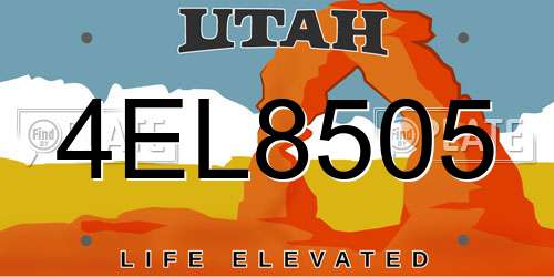 4EL8505 Utah License Plate
