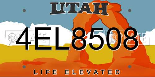 4EL8508 Utah License Plate