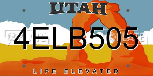 4ELB505 Utah License Plate