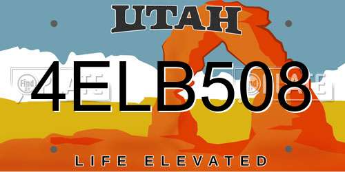 4ELB508 Utah License Plate