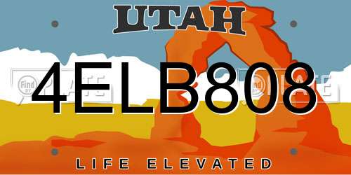 4ELB808 Utah License Plate