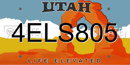 4ELS805 Utah License Plate