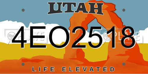4EO2518 Utah License Plate