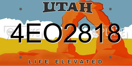 4EO2818 Utah License Plate