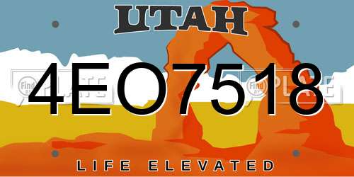 4EO7518 Utah License Plate