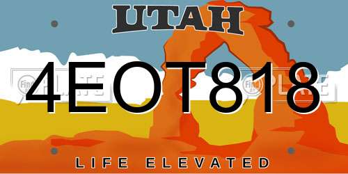 4EOT818 Utah License Plate