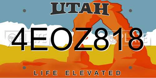4EOZ818 Utah License Plate