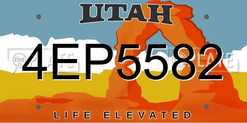 4EP5582 Utah License Plate