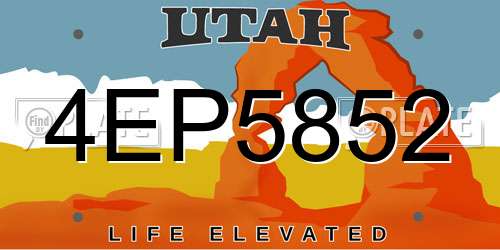 4EP5852 Utah License Plate