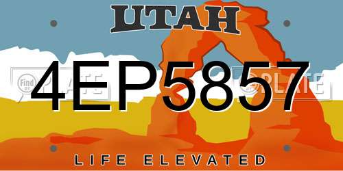 4EP5857 Utah License Plate
