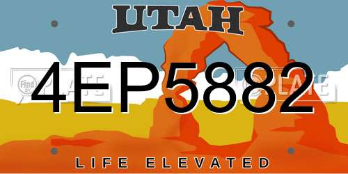4EP5882 Utah License Plate
