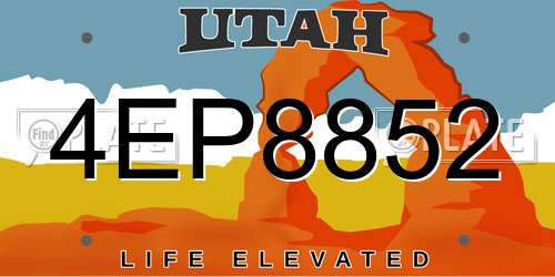 4EP8852 Utah License Plate