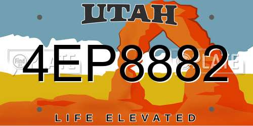 4EP8882 Utah License Plate