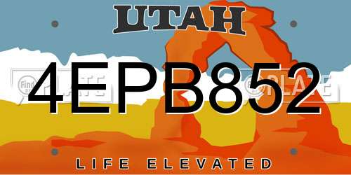 4EPB852 Utah License Plate