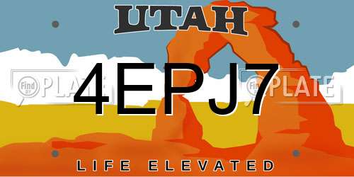 4EPJ7 Utah License Plate