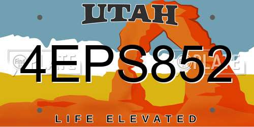 4EPS852 Utah License Plate
