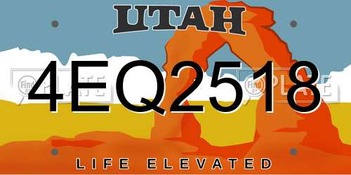 4EQ2518 Utah License Plate