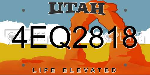 4EQ2818 Utah License Plate