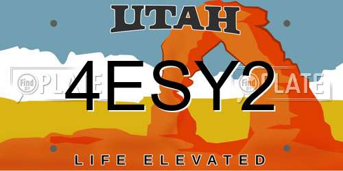 4ESY2 Utah License Plate