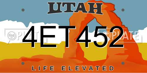 4ET452 Utah License Plate