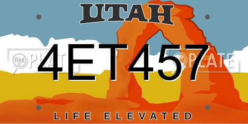 4ET457 Utah License Plate