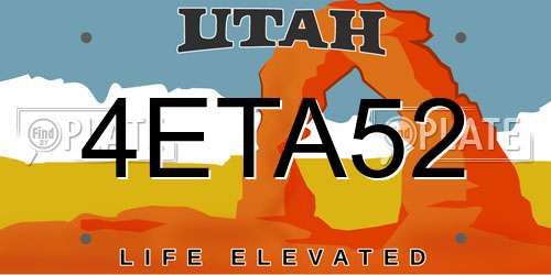 4ETA52 Utah License Plate