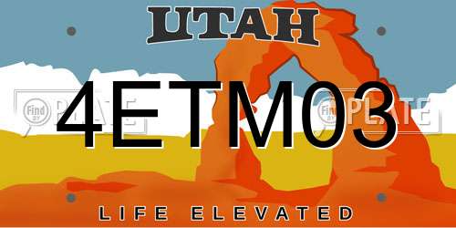 4ETM03 Utah License Plate