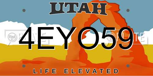 4EYO59 Utah License Plate