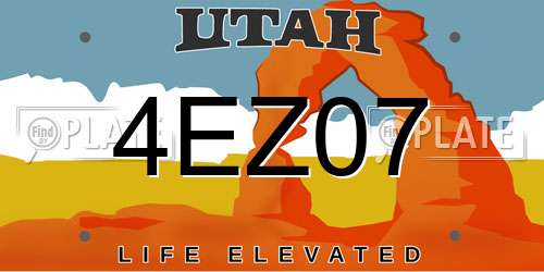 4EZ07 Utah License Plate