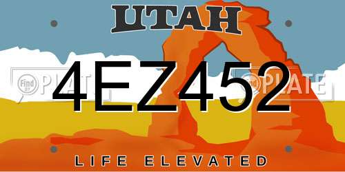 4EZ452 Utah License Plate