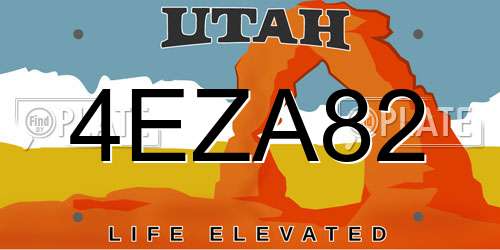 4EZA82 Utah License Plate