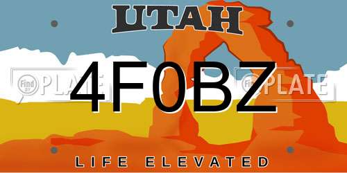 4F0BZ Utah License Plate