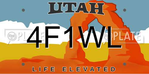 4F1WL Utah License Plate