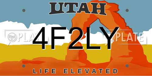 4F2LY Utah License Plate
