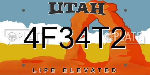 4F34T2 Utah License Plate
