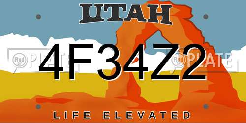 4F34Z2 Utah License Plate