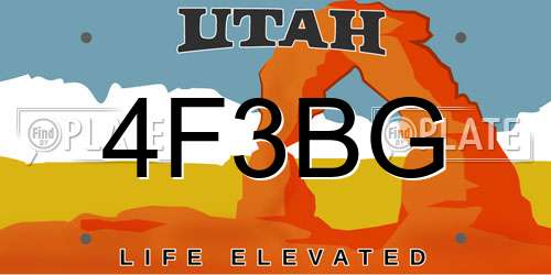 4F3BG Utah License Plate