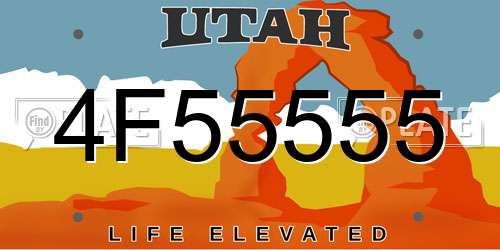 4F55555 Utah License Plate