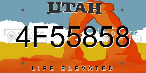 4F55858 Utah License Plate