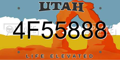 4F55888 Utah License Plate