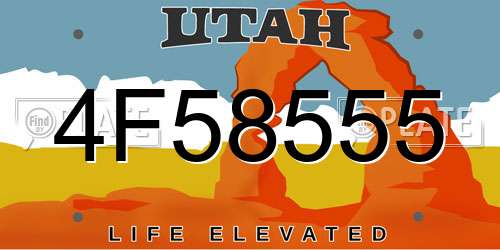4F58555 Utah License Plate