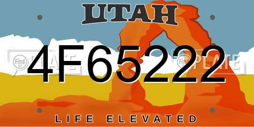 4F65222 Utah License Plate